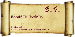 Bohák Iván névjegykártya